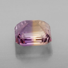 Ametrino bicolor natural de 2,68 ct, corte esmeralda, VVS