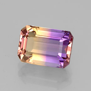 Ametrino bicolor natural de 2,92 ct, corte esmeralda, VVS