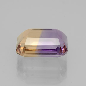 Ametrino bicolor natural de 2,92 ct, corte esmeralda, VVS