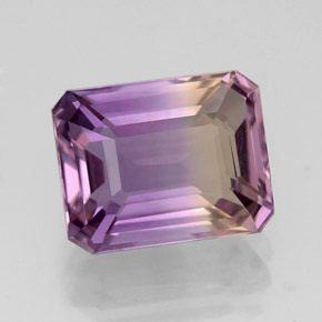 ametrino Bicolor natural de 3.58 ct, corte esmeralda, VVS