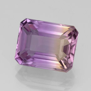 ametrino Bicolor natural de 3.58 ct, corte esmeralda, VVS