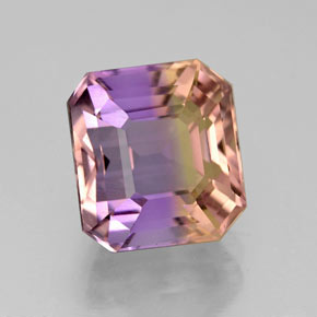Ametrino bicolor natural de 4,15 ct, corte esmeralda, VVS
