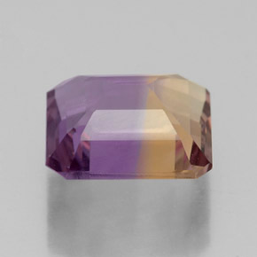ametrino Bicolor natural de 2.96 ct, corte esmeralda, VVS