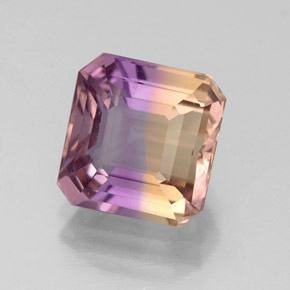 ametrino Bicolor natural de 2.88 ct, corte esmeralda, VVS