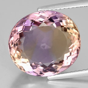 Ametrino bicolor natural de 9,52 ct, corte óvalo, IF