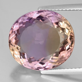 Ametrino bicolor natural de 9,52 ct, corte óvalo, IF