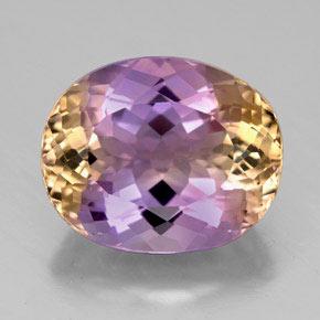 Ametrino bicolor natural de 7,88 ct, corte óvalo, VVS