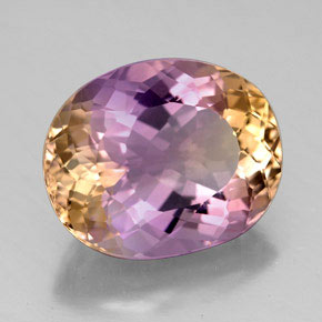 Ametrino bicolor natural de 7,88 ct, corte óvalo, VVS