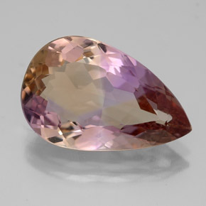 Ametrino bicolor natural de 6,06 ct, en forma de pera, VVS