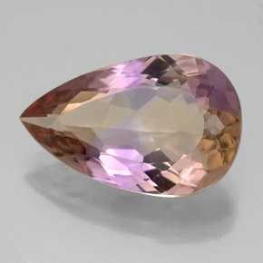 Ametrino bicolor natural de 6,06 ct, en forma de pera, VVS