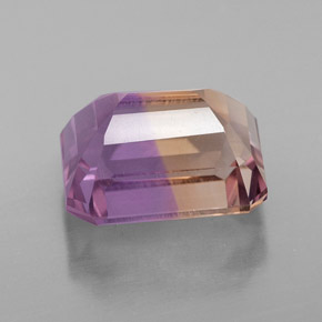ametrino Bicolor natural de 4.74 ct, corte esmeralda, VVS-VS