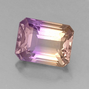 Ametrino bicolor natural de 3,57 ct, corte esmeralda, VVS-VS