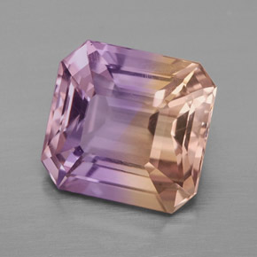 Ametrino bicolor natural de 4,98 ct, corte esmeralda, VVS-VS