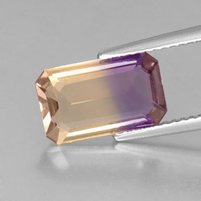 Ametrino bicolor natural de 2,59 ct, corte esmeralda, VVS-VS