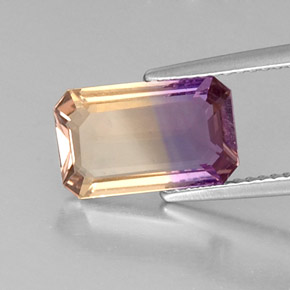 Ametrino bicolor natural de 2,59 ct, corte esmeralda, VVS-VS