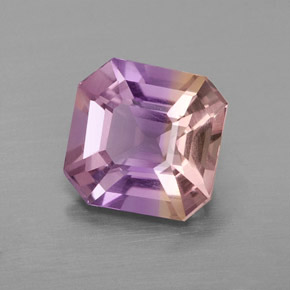 Ametrino bicolor natural de 1,64 ct, corte esmeralda, VS