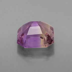 Ametrino bicolor natural de 1,64 ct, corte esmeralda, VS