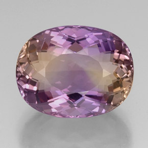 Ametrino bicolor natural de 17,66 ct, corte óvalo, VVS-VS