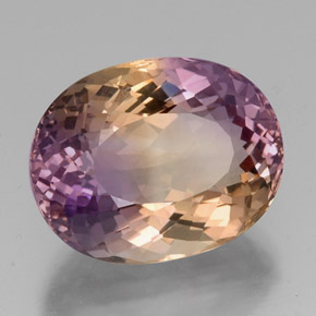 Ametrino bicolor natural de 19,11 ct, corte óvalo, VVS-VS
