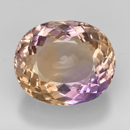 Ametrino bicolor natural de 17,20 ct, corte óvalo, VS