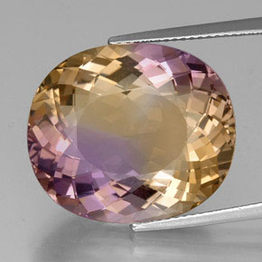 Ametrino bicolor natural de 22,00 ct, corte óvalo, VVS