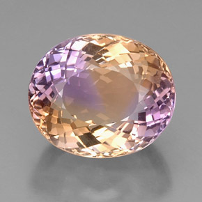 Ametrino bicolor natural de 16,82 ct, corte óvalo, VVS-VS