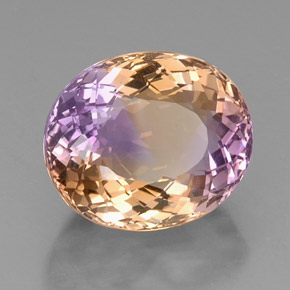 Ametrino bicolor natural de 16,82 ct, corte óvalo, VVS-VS