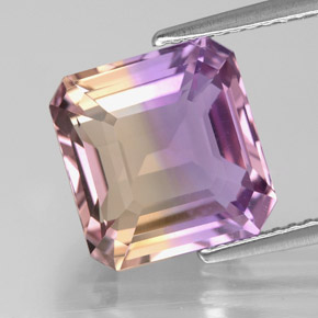 Ametrino bicolor natural de 5,01 ct, corte esmeralda, VVS-VS