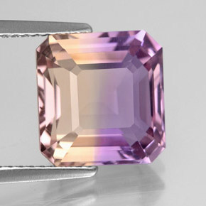 Ametrino bicolor natural de 5,01 ct, corte esmeralda, VVS-VS