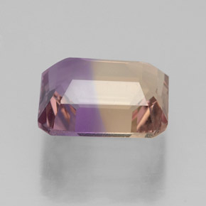 Ametrino bicolor natural de 3,45 ct, corte esmeralda, VVS-VS