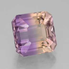Ametrino bicolor natural de 5,43 ct, corte esmeralda, VVS-VS