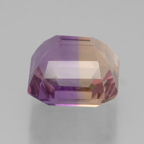 Ametrino bicolor natural de 5,43 ct, corte esmeralda, VVS-VS