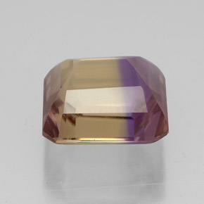 Ametrino bicolor natural de 4,86 ct, corte esmeralda, VS