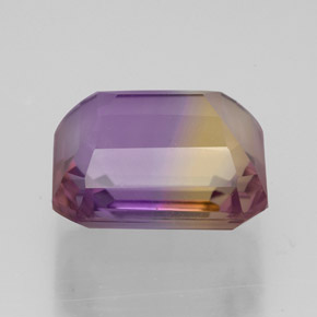 Ametrino bicolor natural de 5,30 ct, corte esmeralda, VVS-VS
