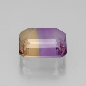 Ametrino bicolor natural de 3,03 ct, corte esmeralda, VS
