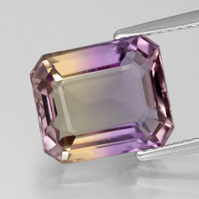 Ametrino bicolor natural de 4,60 ct, corte esmeralda, VVS-VS