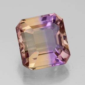 Ametrino bicolor natural de 5,07 ct, corte esmeralda, VVS