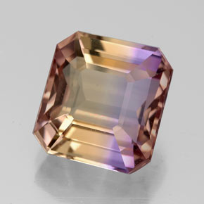 Ametrino bicolor natural de 5,07 ct, corte esmeralda, VVS