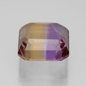 Ametrino bicolor natural de 5,07 ct, corte esmeralda, VVS