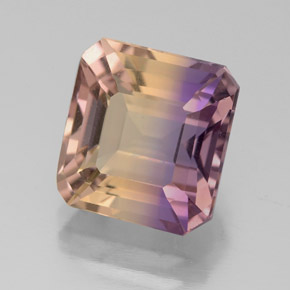 Ametrino bicolor natural de 3,84 ct, corte esmeralda, VVS-VS