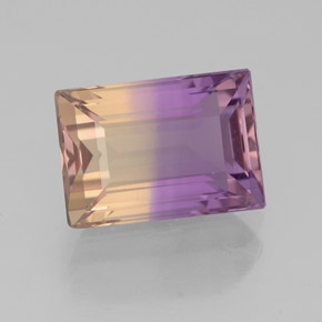 Ametrino bicolor natural de 2,85 ct, baguette, VVS-VS