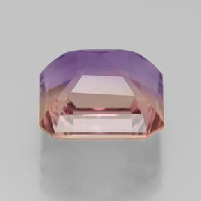 Ametrino bicolor natural de 4,78 ct, corte esmeralda, VS