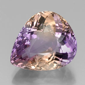 Ametrino bicolor natural de 13,01 ct, en forma de pera, VVS