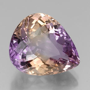 Ametrino bicolor natural de 13,01 ct, en forma de pera, VVS
