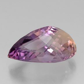 Ametrino bicolor natural de 18,87 ct, en forma de pera, VS