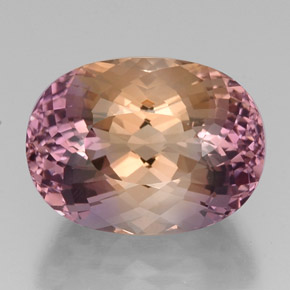 Ametrino bicolor natural de 19,41 ct, corte óvalo, VVS