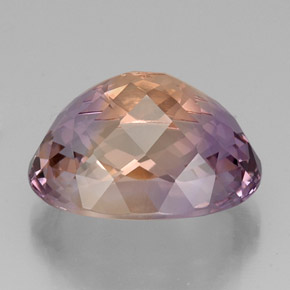 Ametrino bicolor natural de 19,41 ct, corte óvalo, VVS