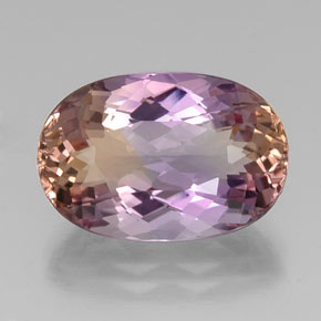 Ametrino bicolor natural de 12,46 ct, corte óvalo, VVS