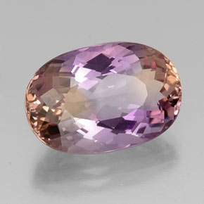 Ametrino bicolor natural de 12,46 ct, corte óvalo, VVS