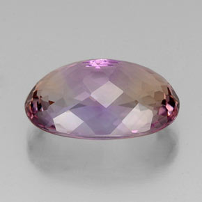 Ametrino bicolor natural de 12,46 ct, corte óvalo, VVS